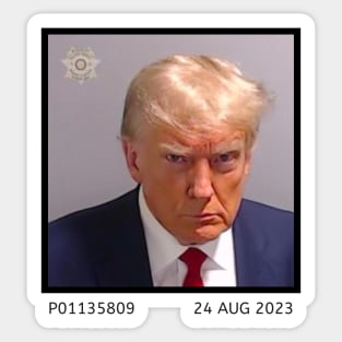 Real Donald Trump Mug Shot August 23 Full Size Red Sticker